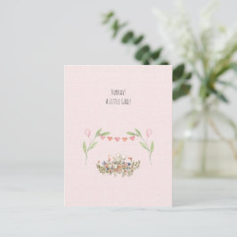 Carte Postale Hurray A Little Girl Cute Mouse With Flowers Card