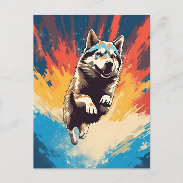 Carte Postale Husky coloré (Devant)