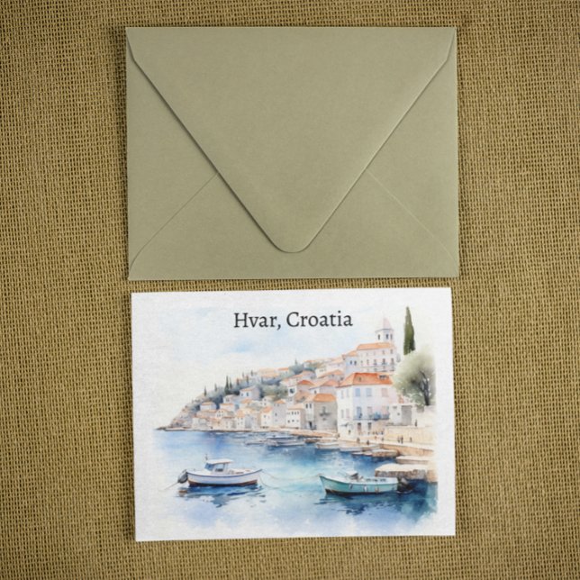 Carte Postale Hvar Croatia Watercolor Travel (hvar croatia watercolor postcard)
