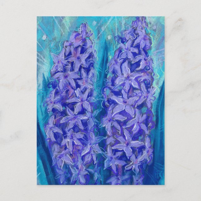 Carte Postale Hyacinths splower Cadeau de Pâques peinture floral (Devant)