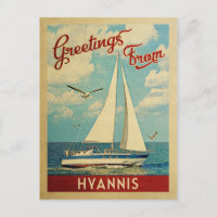 Carte postale Hyannis Bateau Vintage Massachusetts