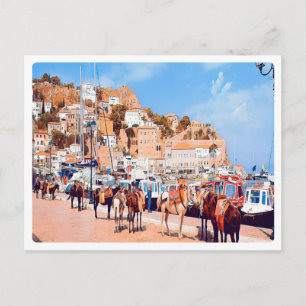 Carte Postale HYDRA - mules au port
