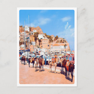 Carte Postale HYDRA - mulets au port