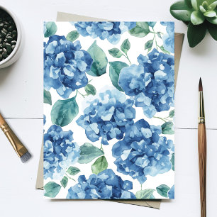 Carte Postale Hydrangea Blues Fleurs à motif de fleurs aquarel