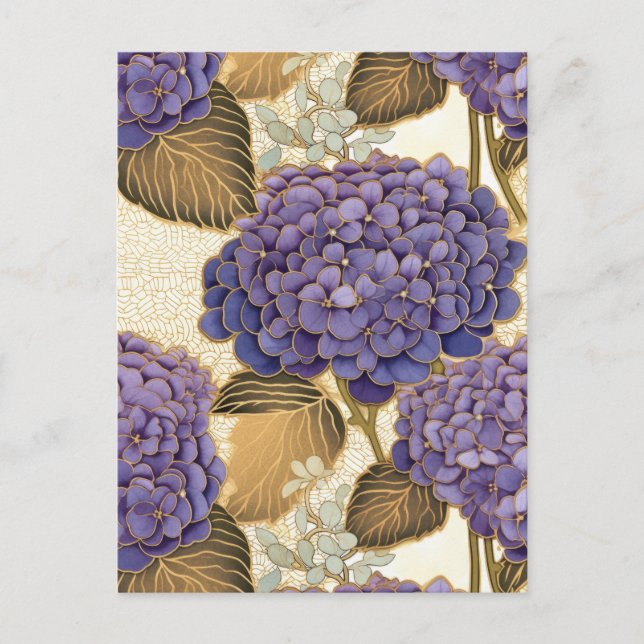 Carte Postale Hydrangea Chiyogami pourpre (Devant)