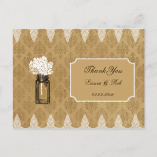 Carte Postale hydrangea dans le bocal de mason, mariage burlap m