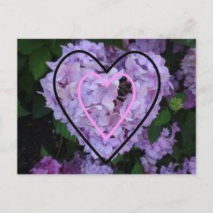 Carte Postale Hydrangée violette dans les coeurs do-it-yourself