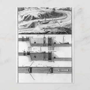 Carte Postale Hydraulique, canal et serrures