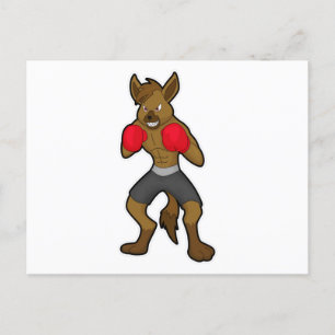Carte Postale Hyena à la boxe avec gants de boxe