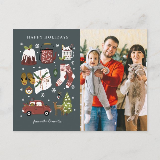 Carte Postale Hygge De Vacances Gaie | Collage de photos de Noël (Devant)