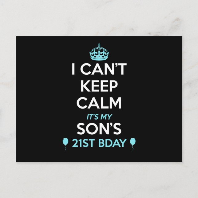 Carte Postale I Cant Keep Calm Its My 21St Birthday  (Devant)