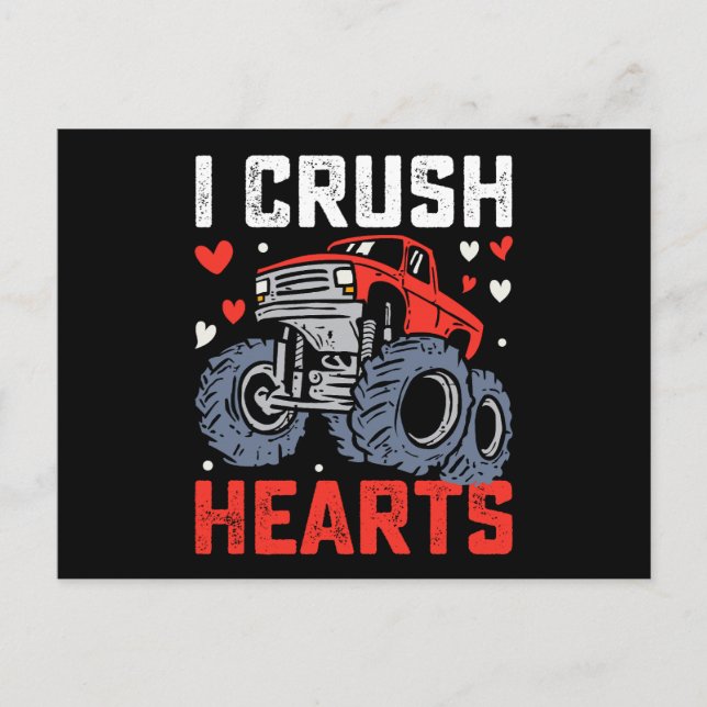 Carte Postale I Crush Hearts Monster Truck Saint-Valentin (Devant)