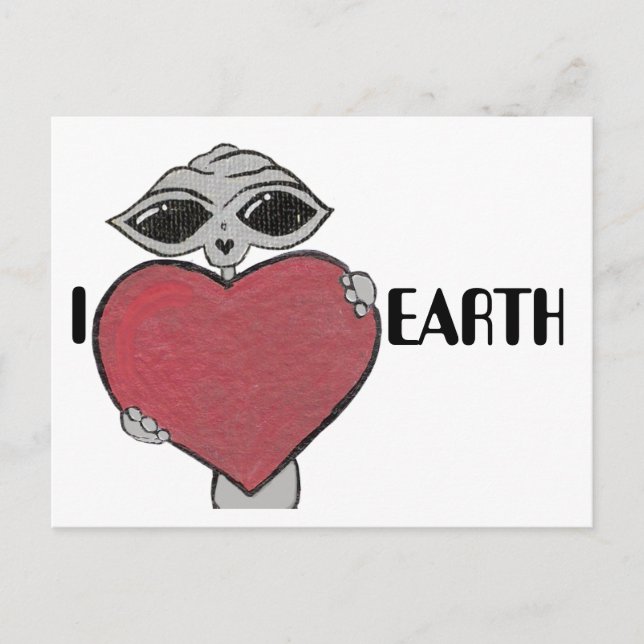 Carte postale I Heart Love Earth Alien (Devant)