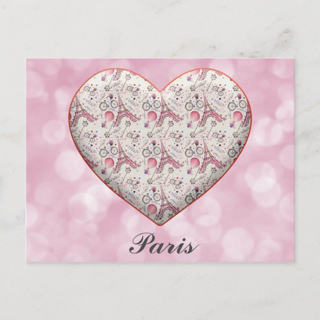 Carte Postale I Heart Paris France Tour Eiffel (Devant)