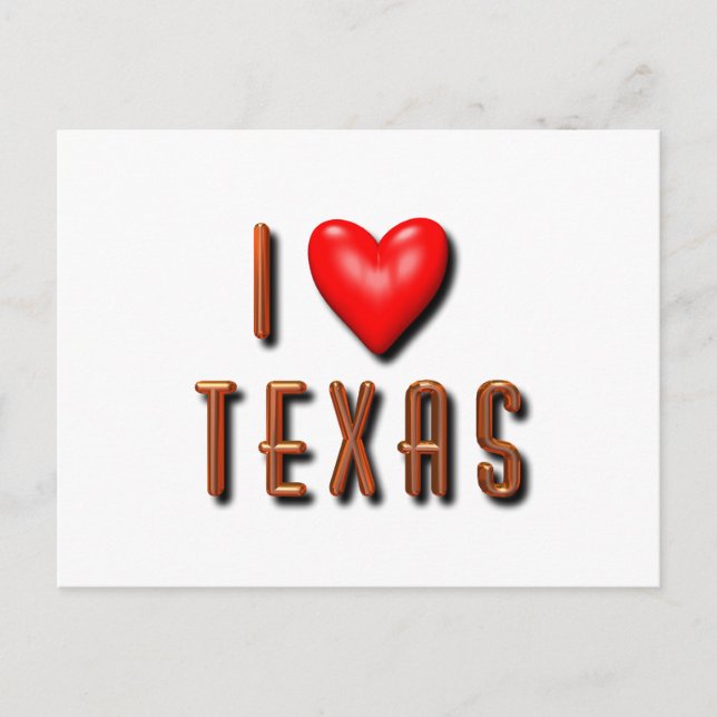 Carte Postale I Heart Texas (Devant)