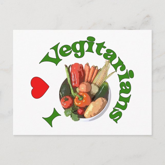 Carte Postale I Heart Végétariens (Devant)
