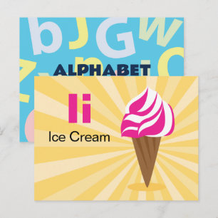 Carte Postale I is for Ice Cream - Alphabet Flash Card