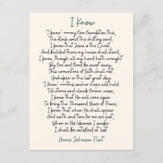 Carte postale "I Know" Annie Johnson Flint Poetry