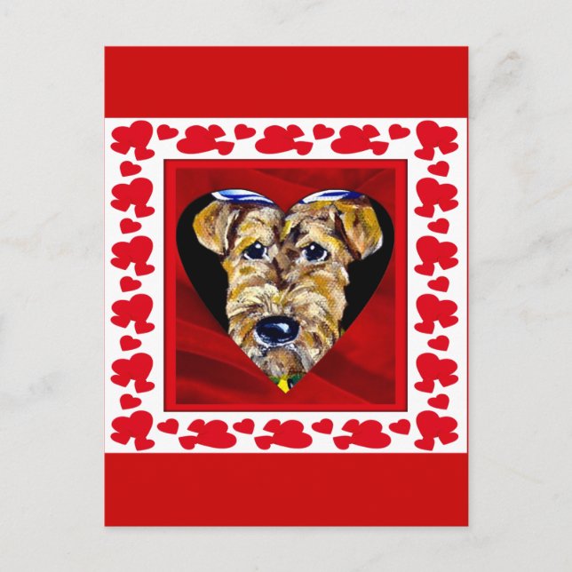 Carte Postale I Love Airedales (Devant)