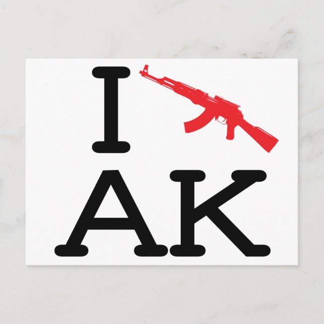 Carte Postale I Love AK - AK47 - (Devant)