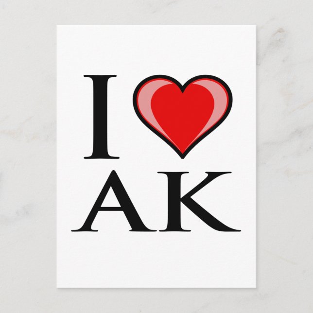 Carte Postale I Love AK - I Love Alaska (Devant)