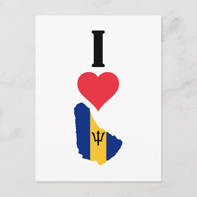 Carte Postale I Love Barbados Vertical I Heart Country Drapeau C (Devant)