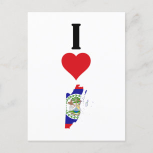 Carte Postale I Love Belize Vertical I Heart Country Drapeau Car