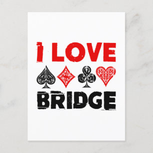 Carte Postale I Love Bridge Card Joueur passionné