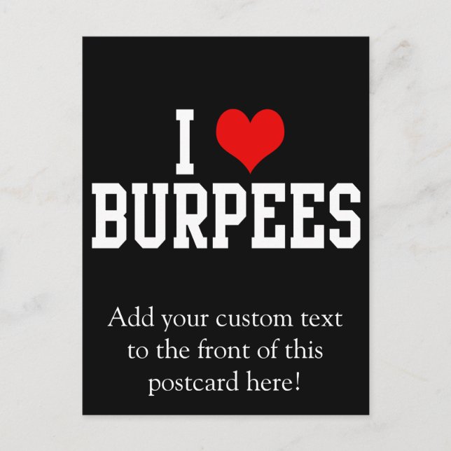 Carte Postale I Love Burpees, Fitness (Devant)