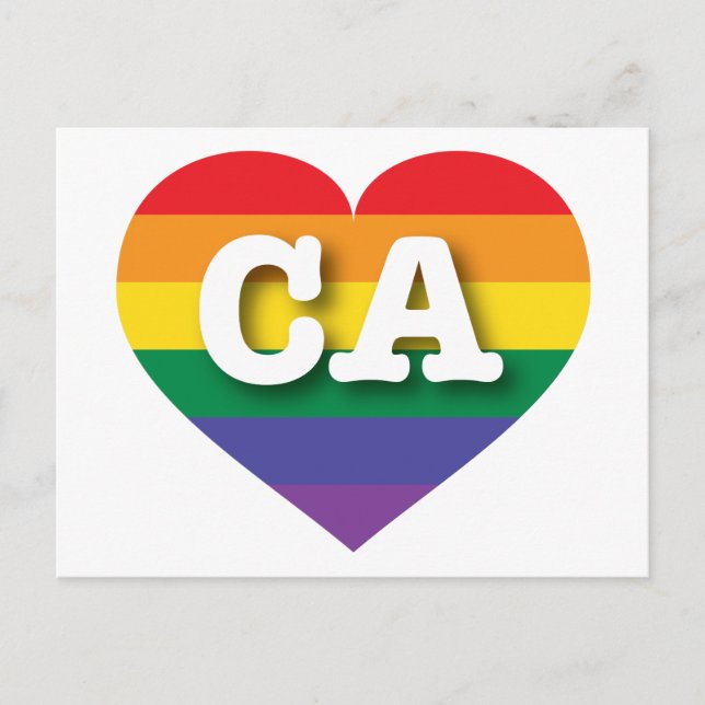 Carte Postale I Love California Rainbow Heart (Devant)