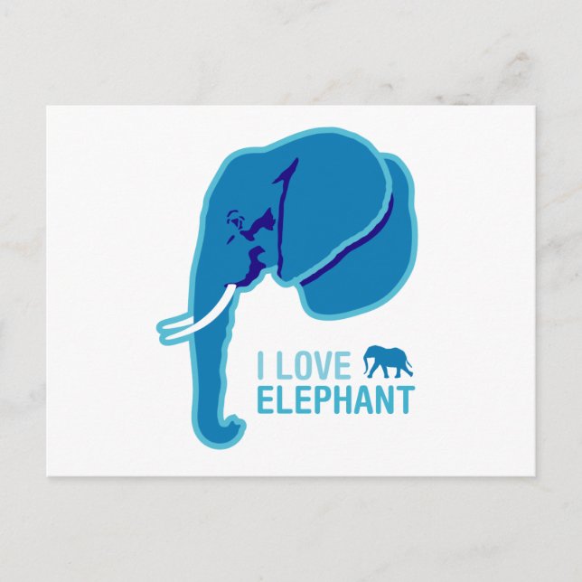 Carte Postale I Love Elephant (Face latérale) (Devant)