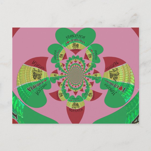 Carte Postale I Love Ethiopia Kaleidoscope - Heartfeel Rasta Art (Devant)