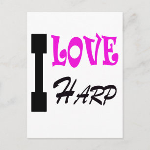 Carte Postale I Love Harp