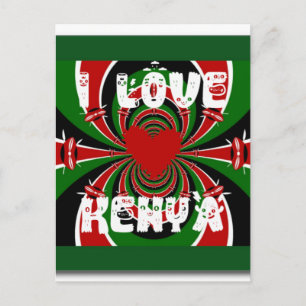 Carte Postale I Love Heart Kenya : Dynamic Flag Art