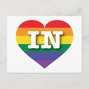 Carte Postale I Love Indiana Rainbow Heart