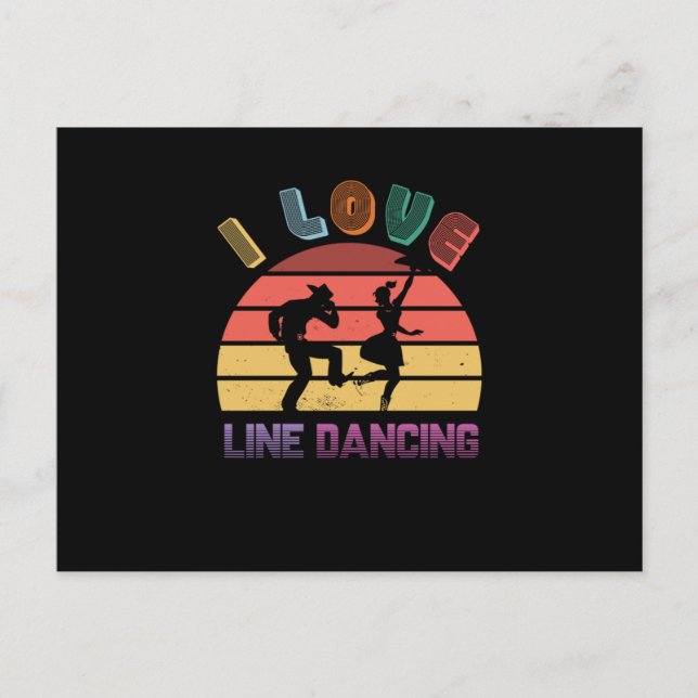 Carte Postale I Love Line Dancing Line Dance Cowboy Boots Cadeau (Devant)