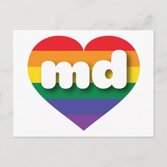 Carte Postale I Love Maryland Rainbow Heart (Devant)