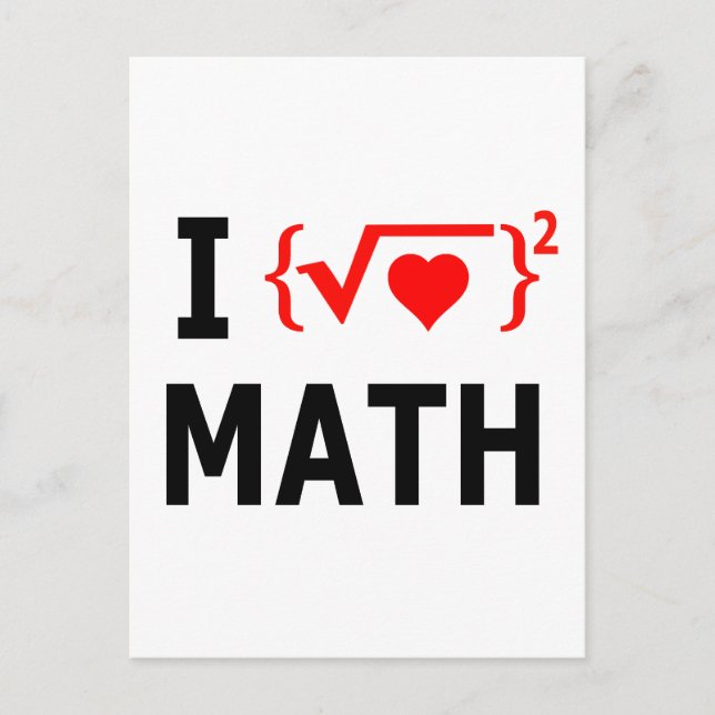 Carte Postale I Love Math White (Devant)
