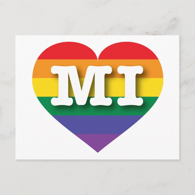 Carte Postale I Love Michigan Rainbow Heart (Devant)