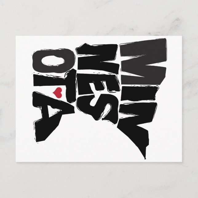 Carte Postale I Love Minnesota State Map Art (Devant)