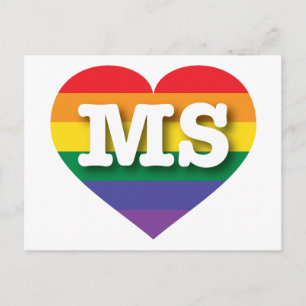 Carte Postale I Love Mississippi Rainbow Heart