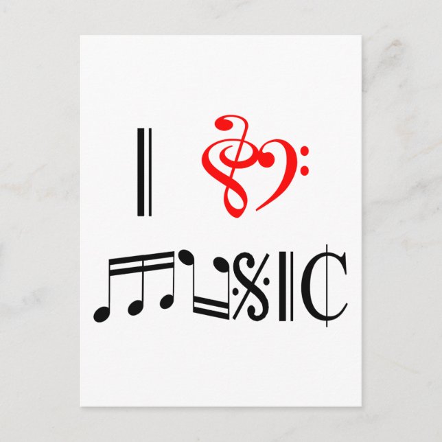 Carte Postale I Love Music (Devant)