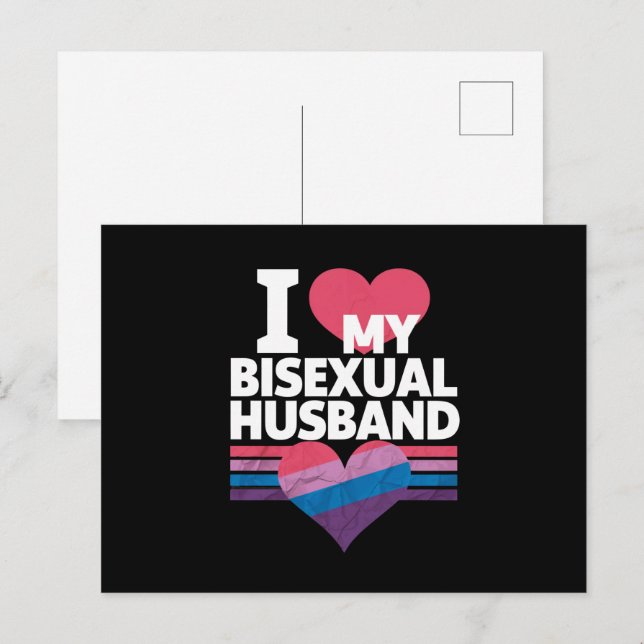 Carte Postale I Love My Bisexual Mari Bi Pride Bisexual Flag (Devant / Derrière)