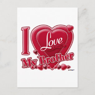 Carte Postale I Love My Brother rouge - coeur