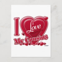 I Love My Cousins rouge - coeur