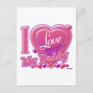 Carte Postale I Love My Daddy rose/violet - coeur