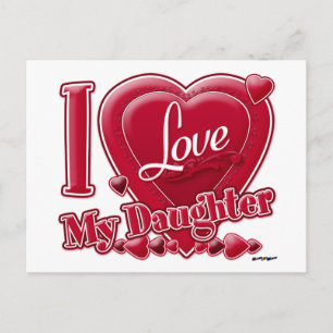 Carte Postale I Love My Daughter rouge - coeur