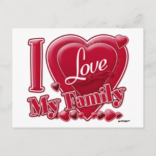 Carte Postale I Love My Family red - coeur