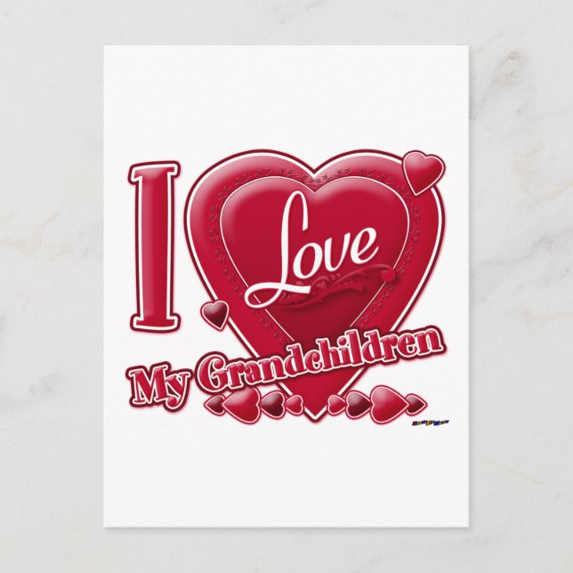 Carte Postale I Love My Grandchildren coeur rouge (Devant)
