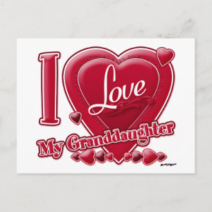 Carte Postale I Love My Grandgirl red - coeur